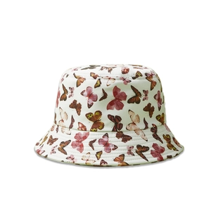 Fashionable Cotton Bucket Hat With All Over Butterfly Print For Sun Protection Summer Outdoor Casual Trendy Basin Hat