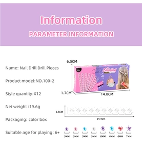 Detailed packaging dimensions and sizes for girls' DIY hair gem and nail drill set