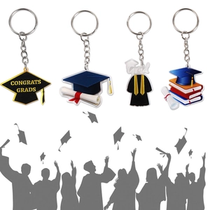 Graduation Keychain Acrylic Bachelor Cap Diploma Pendant Keyring Souvenir For Students Graduates Congrats Grads