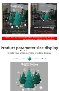 Detailed size comparison of static Christmas tree window decals for 2026 shop decoration