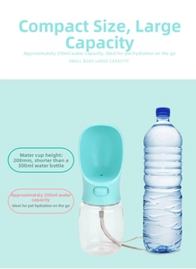 350ml portable dog water bottle in mint green compared to a 500ml water bottle