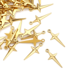 Golden stainless steel cross star charms for DIY jewelry making pendants and earrings
