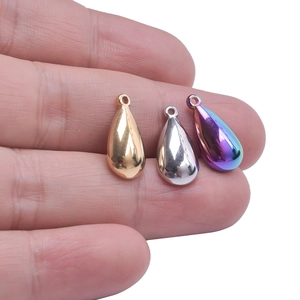 Water drop stainless steel pendants in gold, silver, and rainbow plating colors