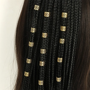 Bohemian gold hollow metal cuff rings for braids and locs on black hair texture