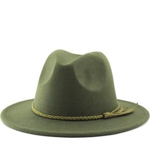 Wide Brim Fedora Hat Polyester Suede Tassel Braided Band Outdoor Cowboy Jazz Style Unisex Adjustable