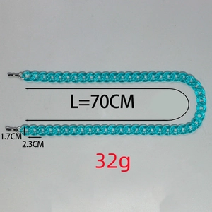 Detail der 70cm Brillenlkette aus Acryl mit blauen Gliedern und rutschfestem Silikonende