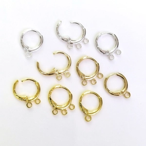 14k gold plated round leverback earrings with loop for DIY jewelry making material