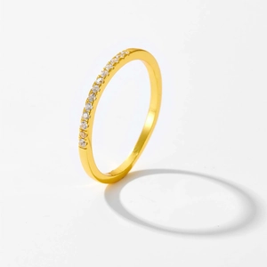 Classic gold S925 sterling silver ring featuring a full circle of sparkling zircons