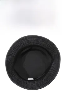 Close-up of the internal structure of the 100% cotton washed denim bucket hat