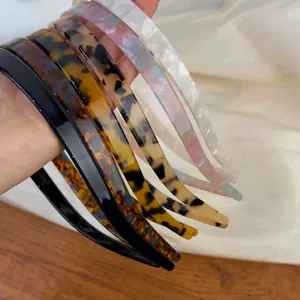 Retro Tortoise Shell Cellulose Acetate Headband Non Slip Teeth U Shaped Hair Hoop For Women Minimalist