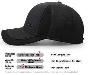 Size chart showing 56-60cm circumference for men's winter thickened ear protection cap