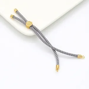 3mm grey braided rope bracelet component with adjustable 18k gold tree of life buckle