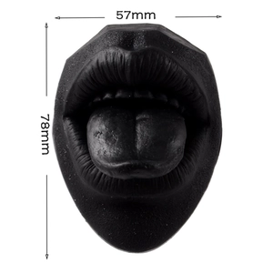 3D black silicone lip and tongue model for piercing training and jewelry display, 78x57mm