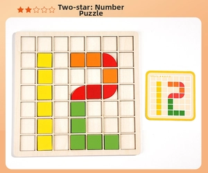 Detailed macro view of 3D wooden number puzzle logic board with colorful blocks