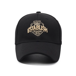 Classic black baseball cap with golden embroidery featuring 1949 shield vintage design