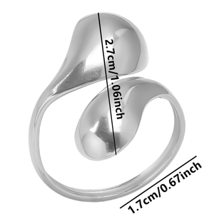 Detailed view of the adjustable irregular water drop ring with 2.7cm size dimensions