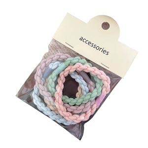 Pastel multicolored elastic hair ties set in clear packaging for women accessories