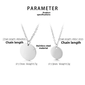 Comparaison détaillée des pendentifs disques en acier inoxydable poli de 13mm et 17mm