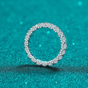 Sparkling S925 sterling silver full eternity ring with round pavé moissanite stones