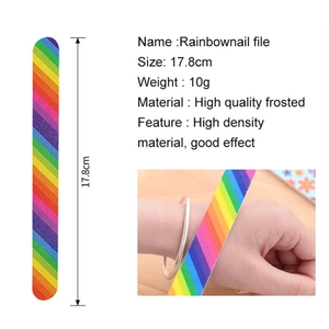 Rainbow printed professional nail file 17.8cm high density frosted grit tool for manicure