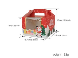 Scatola muffin natalizia dimensioni 15,6x15,7cm con peso 52g e finestra