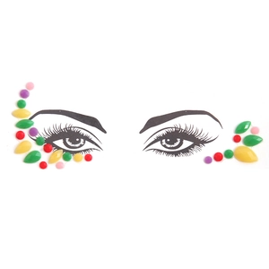 Colorful self-adhesive face rhinestones and eye gems for music festival makeup