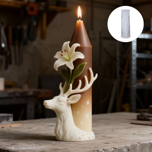 Elegant deer head and lily flower silicone mold for DIY scented candles and gypsum crafts
