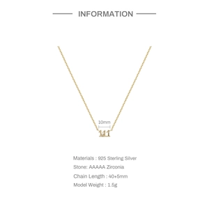 Detailed specifications of 925 sterling silver number 111 pendant necklace with zircon