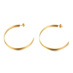 Minimalist gold titanium steel large C-shaped hoop earrings with matte brushed finish