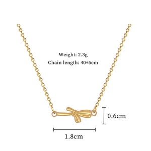 Bow necklace details showing 2.3g weight and 40+5cm chain length specifications