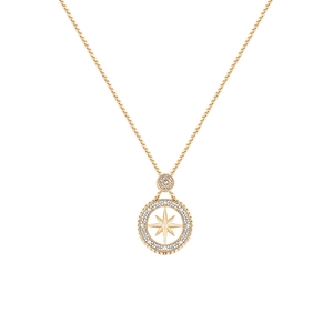 Exquisite goldene Kompassrose-Halskette mit achteckigem Stern und weißen Kristallen