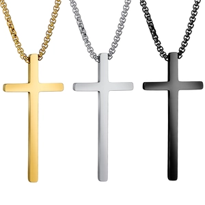 Cross Pendant Necklace Minimalist Stainless Steel Jewelry Religious Retro Style For Men Women Fashion Accessory
