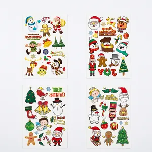 Set of 4 waterproof Christmas nativity theme temporary tattoos with cartoon holiday icons