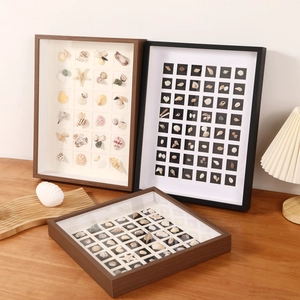 Marco vitrina DIY para conchas y flores secas en acabados de madera y negro