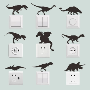 Dinosaur Silhouette Switch Stickers PVC Removable Self Adhesive Wall Decals For Kids Room Living Room Decor Cartoon Style