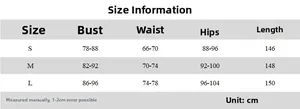 Size chart for the V-neck backless bodycon dress with bust, waist, and hips measurements