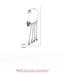 Detailed dimension guide for gothic skeleton ear cuff in antique silver finish