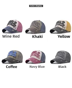Affichage couleur de casquettes vintage délavées avec broderie 1962 en six coloris