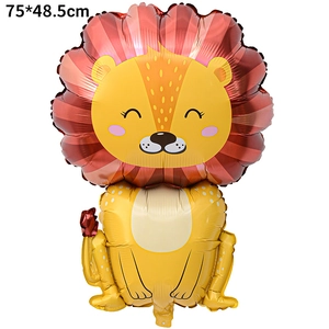 Cartoon lion foil balloon for party decor 75x48.5cm with realistic metallic texture