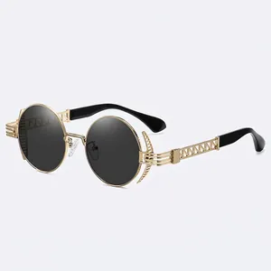 Steampunk Round Sunglasses For Women And Men Vintage Metal Hollow Frame UV400 Protection Retro Cyberpunk Gothic Eyewear