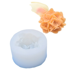 Handmade carnation flower silicone mold for soy candles and soap crafts on white background