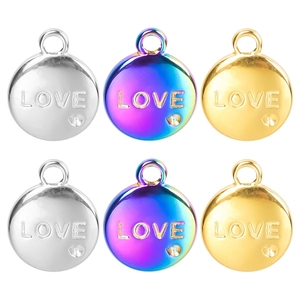 Stainless Steel Love Pendant Necklace Round Geometric Vacuum Gold Plated Minimalist Elegant Jewelry