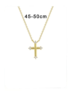 Detail of S925 silver cross necklace with zircons and 45-50cm adjustable chain