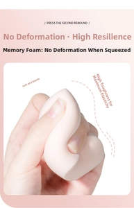 Macro shot showing soft memory foam makeup sponge with high rebound performance