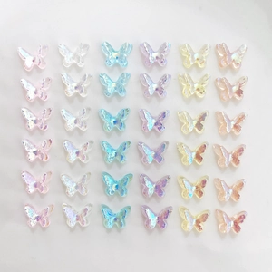 3D colorful Aurora butterfly resin charms for nail art and DIY jewelry making set
