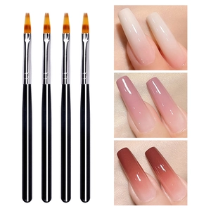 Nail art gradient brush set with black handles and silver ferrules for professional manicure