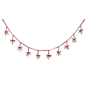 Christmas velvet bow banner with golden bells for festive holiday party wall decoration