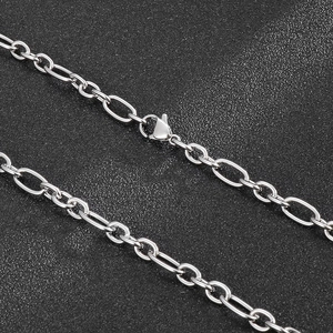 Polished silver stainless steel hip hop chain necklace with secure lobster clasp detail