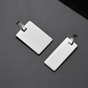 Minimalist rectangular stainless steel couple pendants with polished mirror finish