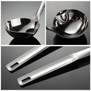 Polished 304 stainless steel oil separator spoon for kitchen fat skimmer soup ladle